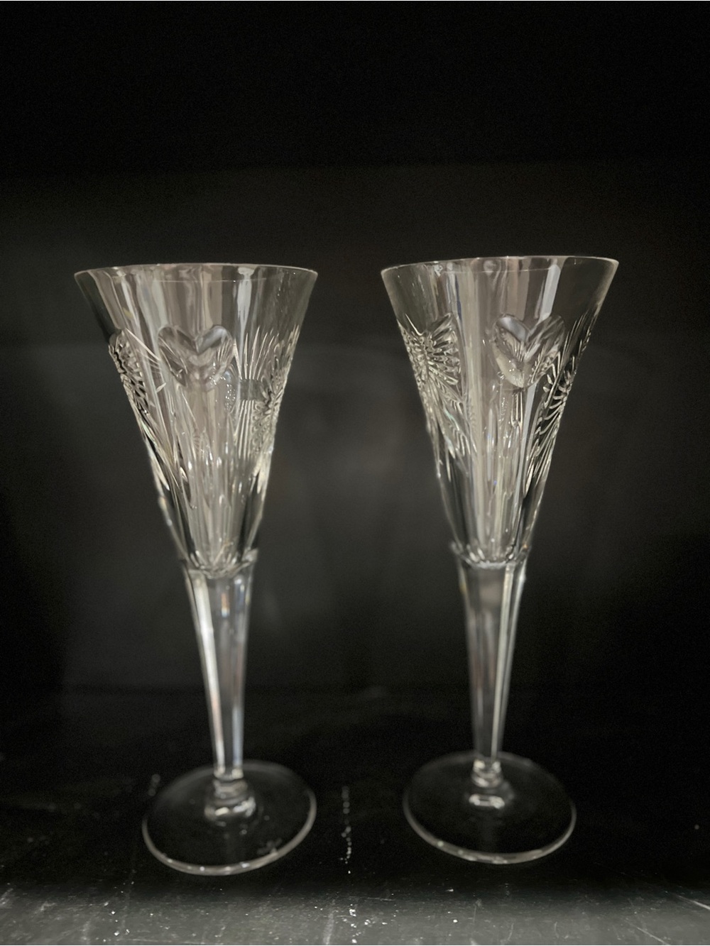 Waterford Crystal Champagne Flutes Set of 2 Signed Crystal 5 Toasts Millennium